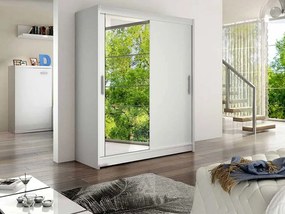 Roupeiro Closico 112, Branco, 200x150x58cm, 125 kg, Portas de roupeiro: Deslizante, Número de prateleiras: 5, Número de prateleiras: 5