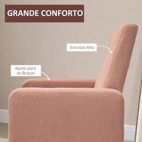 Poltrona Baloiço Estofada em Flanela Cadeira de Baloiço Relax com Assento Apoio para os Braços Acolchoados e Base de Madeira Ideal para Lactancia 72x7