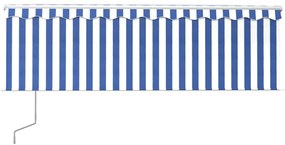 Toldo retrátil automático com estore 4x3 m azul e branco