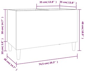 Armário para discos 74,5x38x48 cm derivados de madeira preto