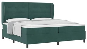 Cama Box com Colchão Verde Escuro 200x200 cm, em Veludo