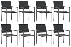 9 pcs conjunto de jantar p/ jardim vime PE e aço