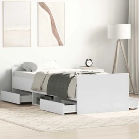 Estrutura de cama c/ painéis cabeceira e pés 75x190 cm branco