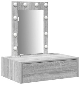 Mesa de Maquilhagem Suspensa  com Luzes LED Cinza Sonoma