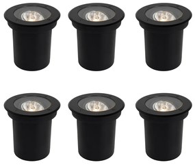 Conjunto de 6 Luzes de Solo Exteriores Modernas Pretas AR70 Ajustáveis IP65 - Delux