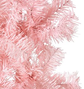 Meia árvore de Natal fina com suporte 120 cm rosa