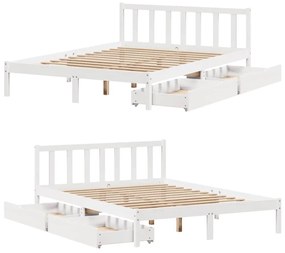 Cama sem colchão 140x200 cm madeira de pinho maciça branco