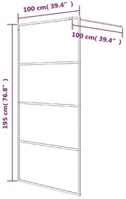 Divisória de chuveiro branco 100x195 cm vidro ESG transparente