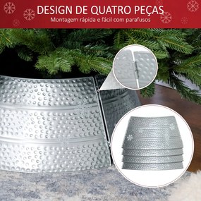 Saia para Árvore de Natal em Metal Impermeável, Decoração para Festas e Casa, 66x66x23 cm, Prateado