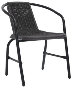 Cadeiras de jardim 2 pcs vime plástico e aço 110 kg