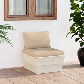 vidaXL Sofá de centro paletes p/ jardim com almofadões abeto impreg.