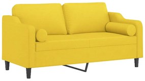 Sofá 2 lug. + almofadas decorativas 140 cm tecido amarelo-claro