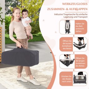 Cama de viagem para bebê 6 em 1, cercadinho portátil para bebês com berço de balanço e trocador, verde