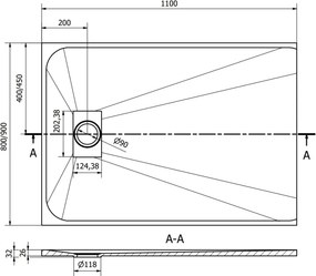 Mexen Hugo base de duche retangular SMC 110 x 80 cm, branco - 42108011