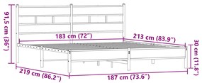 Estrutura cama sem colchão 183x213 cm metal carvalho castanho