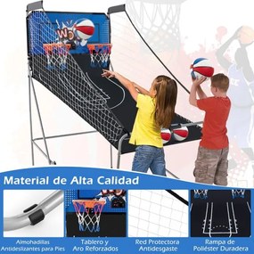 Máquina de basquetebol dobrável com Contador eletrónico e 8 jogos diferentes Azul