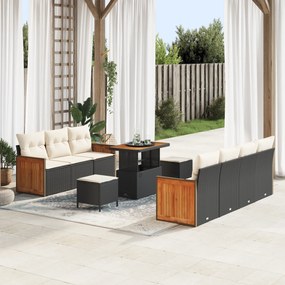 Conjunto de Sofá de Jardim vidaXL de 10 Peças com Almofadas Rattan Pre