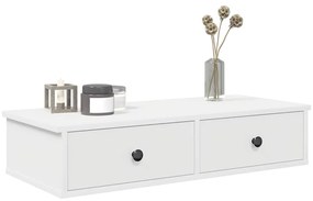 vidaXL Prateleira parede c/ gavetas 80x34x17 cm deriv. madeira branco