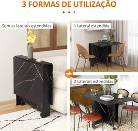 Mesa de Sala de Jantar Dobrável (CADEIRAS NÃO INCLUIDAS) com Rodas Mesa Multifuncional para Sala de Jantar 120x80x73 cm Preto