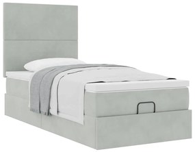 Estrutura de cama otomana com colchões cinza claro Veludo