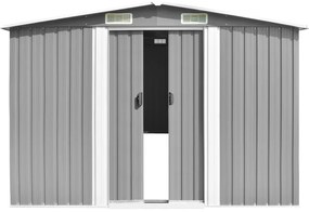 Abrigo de jardim 257x990x181 cm aço galvanizado cinzento