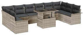 Conjunto de Sofá de Jardim de 11 Peças vidaXL com Almofadas Cinza Clar