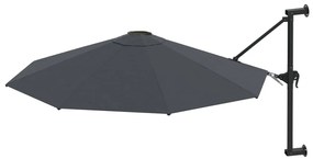 Guarda-sol de parede com mastro de metal 300 cm antracite