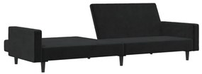 Sofá-cama de 2 lugares veludo preto