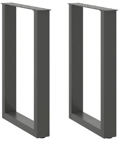 Pés para mesa de jantar em formato de U, 2 peças, antracite, 50x(72-73