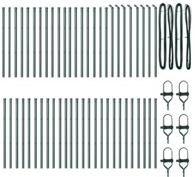Postes de Cerca vidaXL 52 pcs Verde Ø32 mm 80 cm Aço Galvanizado