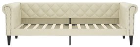 Sofá-cama com colchão 90x200 cm couro artificial cor creme