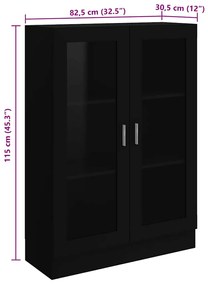 Armário vitrine 82,5x30,5x115 cm derivados de madeira preto