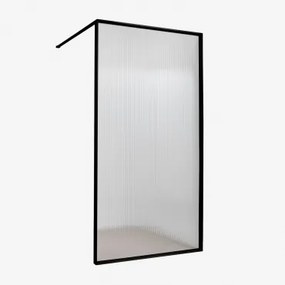 Mampara De Duche Fixa Com Vidro Temperado De 5 Mm E Alumínio Trafalgar Preto Mate & Canelado Transparente & 100x195 Cm - Sklum