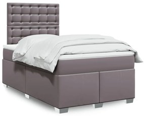 Cama boxspring com colchão 120x190 cm couro artificial cinzento