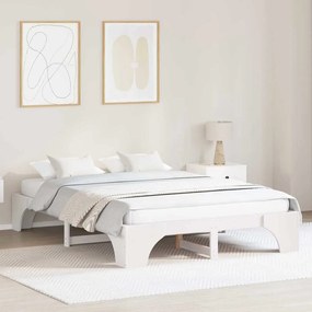 vidaXL Cama Branca 160x200 cm de Madeira de Pinho Maciça