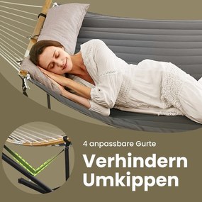 Cama Rede decanso Jardim com armação metálica para rede, capacidade de carga até 200 kg Cinzento