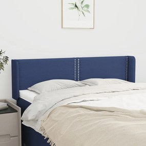 Cabeceira de cama c/ abas tecido 147x16x78/88 cm azul