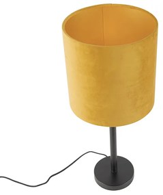 Candeeiro de mesa Art Déco preto com abajur amarelo 25 cm - Simplo Moderno