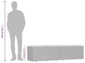 Caixa arrumação jardim 220x50x54 cm vime PE/acácia maciça bege