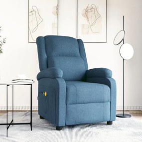 vidaXL Poltrona de massagens tecido azul