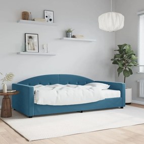 Sofá-cama com colchão 100x200 cm veludo azul