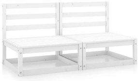 Sofás de centro jardim 2 pcs madeira de pinho maciço branco