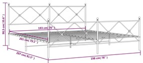 Estrutura de cama com cabeceira e pés 193x203 cm metal preto