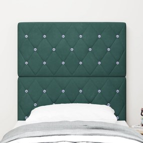 Cabeceira vidaXL com Botão de Cristal Estofada Verde Escura 80 cm Velu