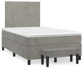 vidaXL Cama boxspring com colchão 120x190 cm veludo cinzento-claro