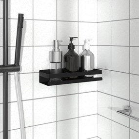 vidaXL Prateleira de chuveiro aço inoxidável 304 escovado preto-mate