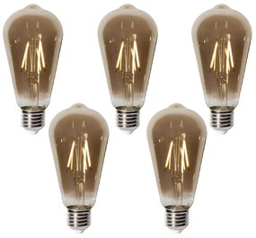 Conjunto de 5 E27 dimbare LED lamp ST64 smoke 2W 200 lm 2700K