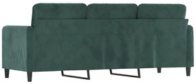 Sofá de 3 lugares 180 cm veludo verde-escuro