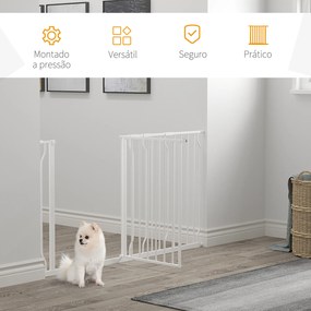 Barreira de Segurança para Cães Extensível para Escadas e Portas 75-145cm com 3 Extensões Altura 76cm Branco