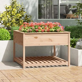 vidaXL Vaso/floreira com prateleira 111,5x111,5x81 cm pinho maciço
